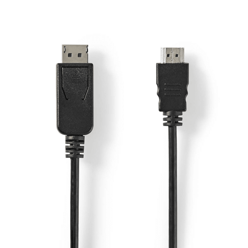 DisplayPort-Kabel DisplayPort Male HDMI Connector 1080p Vernikkeld 2.00 m Rond PVC Zwart Envelop
