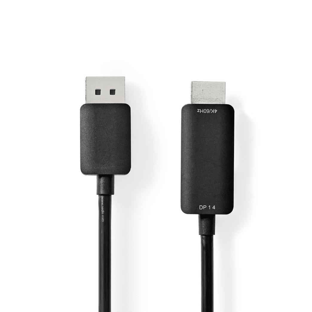 DisplayPort-Kabel DisplayPort Male HDMI Connector 4K@60Hz Vernikkeld 2.00 m Rond PVC Zwart Doos