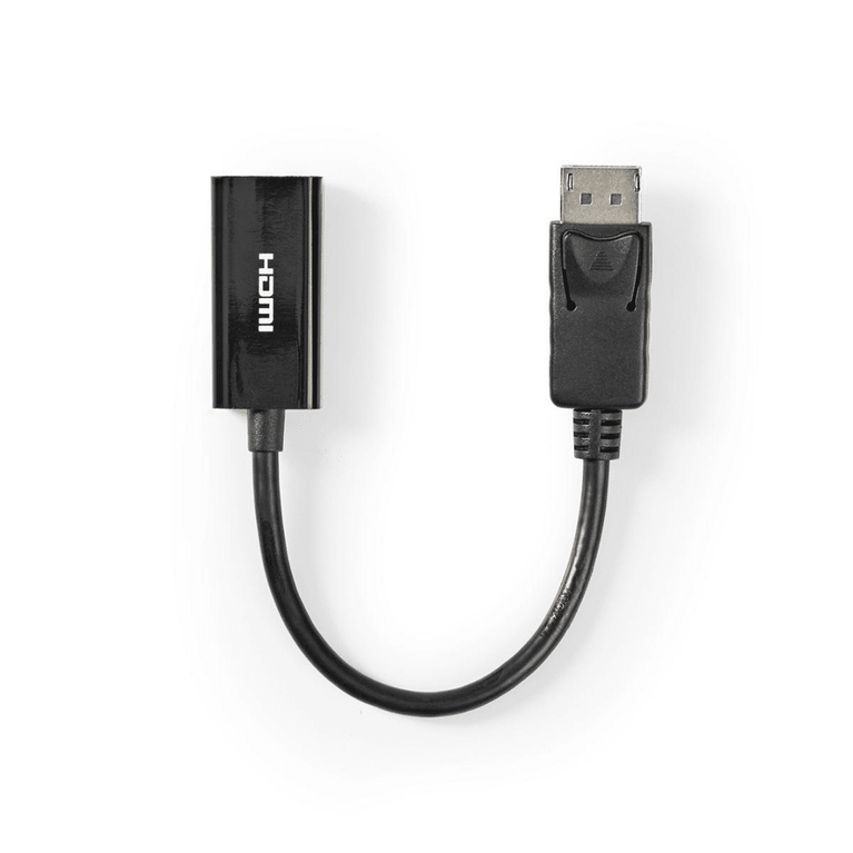DisplayPort-Kabel DisplayPort Male HDMI Output 4K@30Hz Vernikkeld 0.20 m Rond PVC Zwart Label