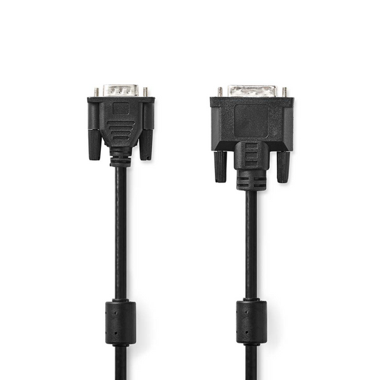 DVI-Kabel DVI-A 12+5-Pin Male VGA Male 1024x768 Vernikkeld 2.00 m Recht PVC Zwart Envelop