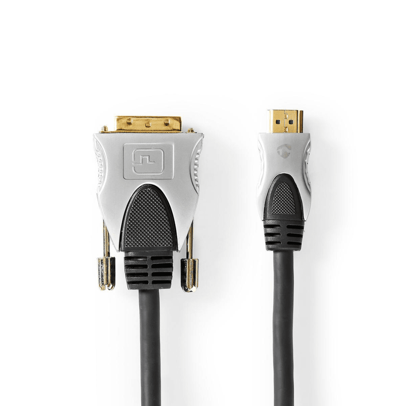 HDMI Kabel HDMI Connector DVI-D 18+1-Pin Male 1080p Verguld 1.50 m Recht PVC Antraciet Clamshell