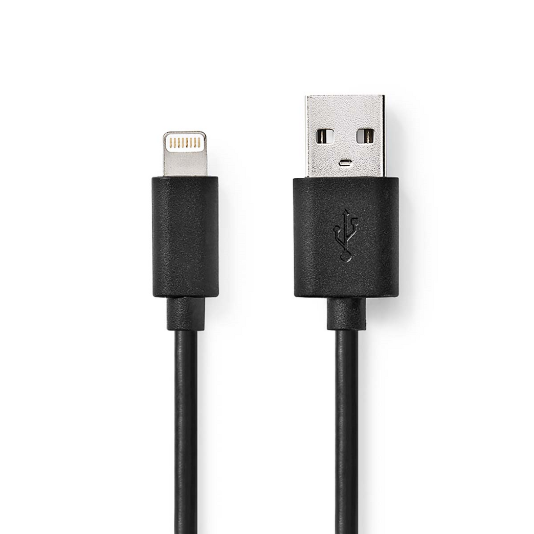 Lightning Kabel USB 2.0 Apple Lightning 8-Pins USB-A Male 480 Mbps Vernikkeld 2.00 m Rond PVC Zwart Label
