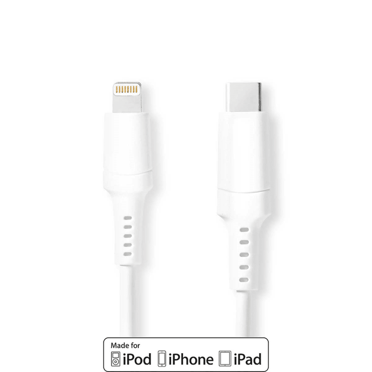 Lightning Kabel USB 2.0 Apple Lightning 8-Pins USB-C Male 480 Mbps Vernikkeld 1.00 m Rond PVC Wit Doos
