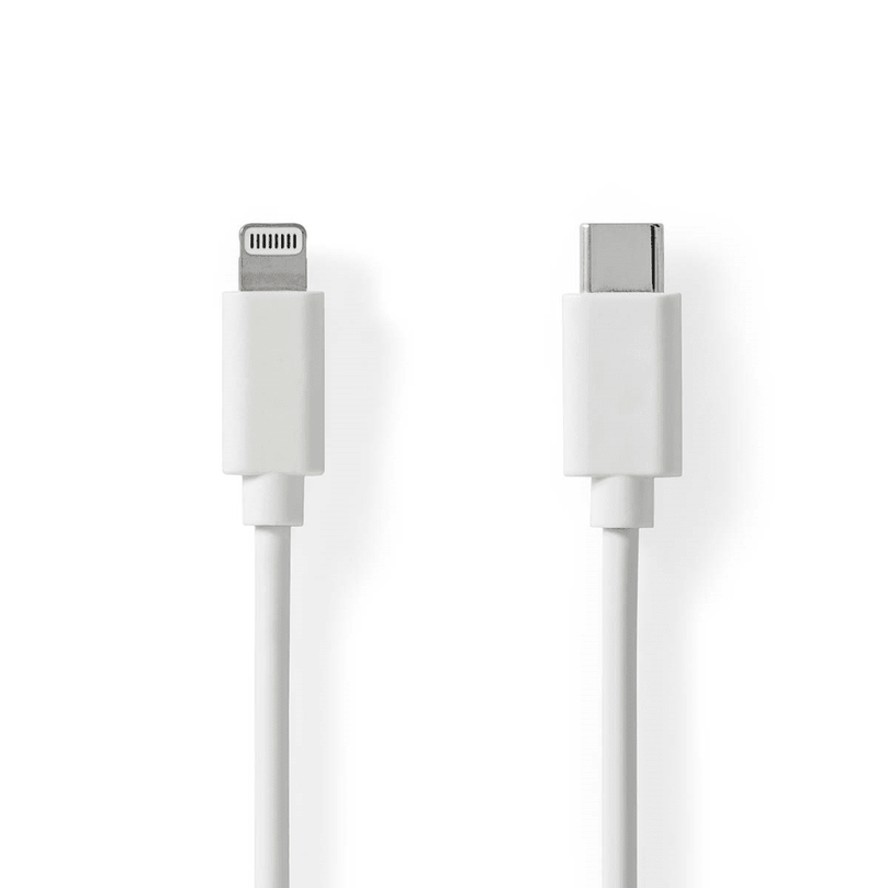 Lightning Kabel USB 2.0 Apple Lightning 8-Pins USB-C Male 480 Mbps Vernikkeld 1.00 m Rond PVC Wit Label
