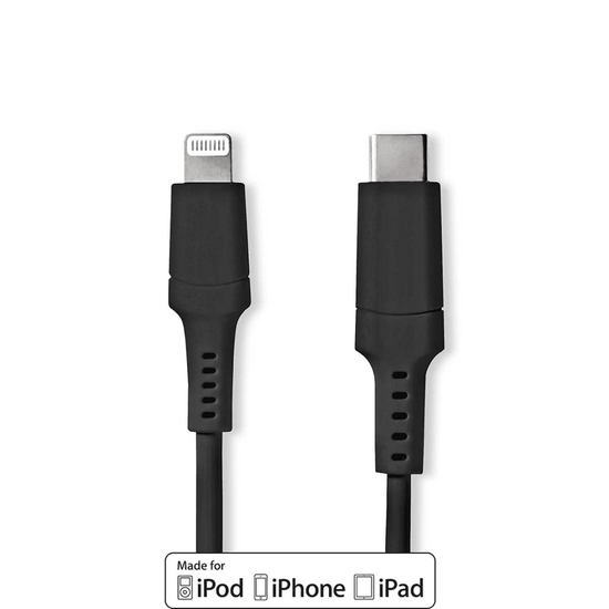 Lightning Kabel USB 2.0 Apple Lightning 8-Pins USB-C Male 480 Mbps Vernikkeld 1.00 m Rond PVC Zwart Doos