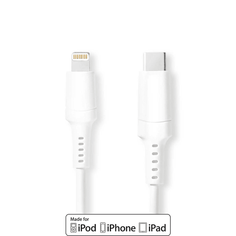 Lightning Kabel USB 2.0 Apple Lightning 8-Pins USB-C Male 480 Mbps Vernikkeld 2.00 m Rond PVC Wit Doos