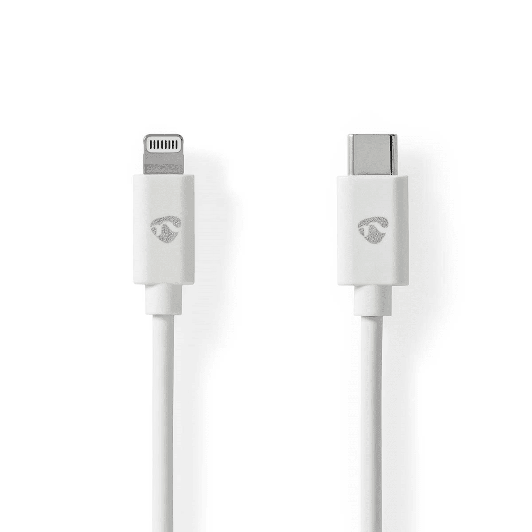 Lightning Kabel USB 2.0 Apple Lightning 8-Pins USB-C Male 480 Mbps Vernikkeld 2.00 m Rond PVC Wit Label