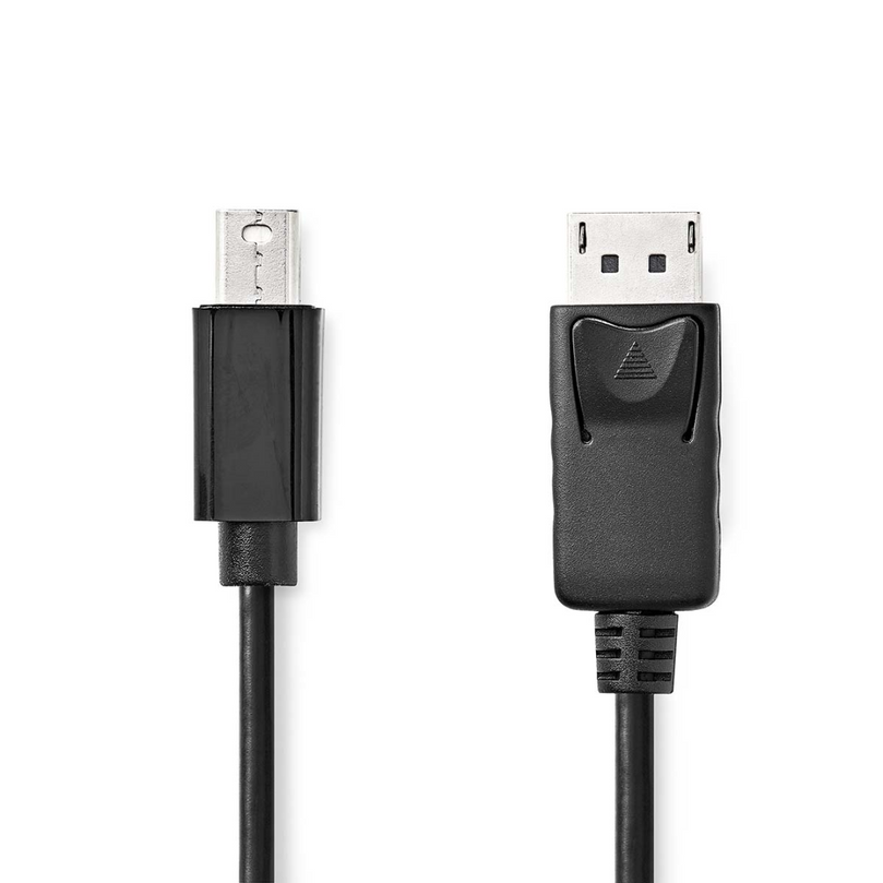 Mini DisplayPort-Kabel DisplayPort 1.2 Mini-DisplayPort Male DisplayPort Male 21.6 Gbps Vernikkeld 1.00 m Rond PVC Zwart Envelop