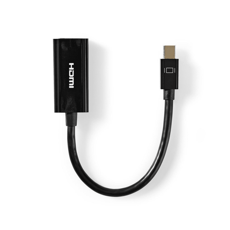 Mini DisplayPort-Kabel DisplayPort 1.2 Mini-DisplayPort Male HDMI Output 21.6 Gbps Vernikkeld 0.20 m Rond PVC Zwart Label