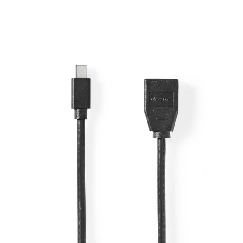 Mini DisplayPort-Kabel DisplayPort 1.4 Mini-DisplayPort Male DisplayPort Female 48 Gbps Vernikkeld 0.20 m Rond PVC Zwart Blister