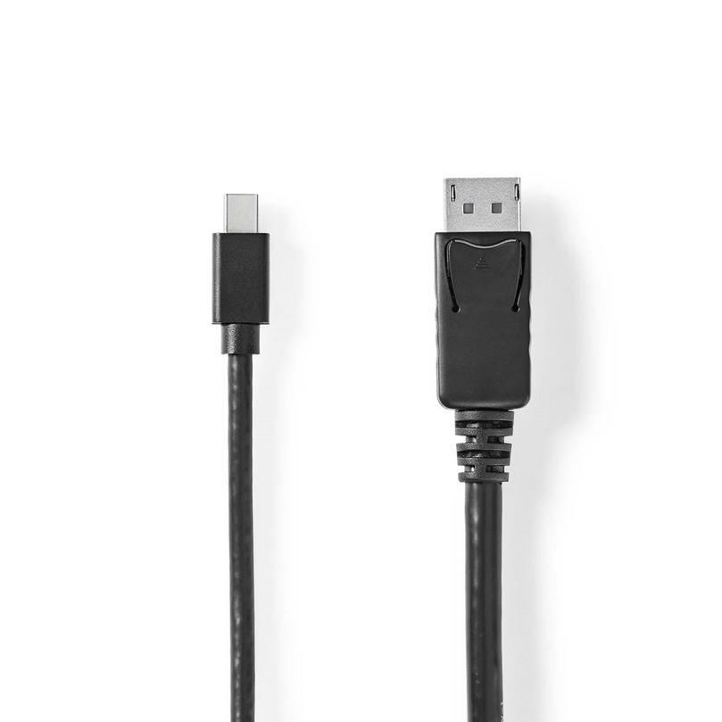 Mini DisplayPort-Kabel DisplayPort 1.4 Mini-DisplayPort Male DisplayPort Male 48 Gbps Vernikkeld 2.00 m Rond PVC Zwart Blister