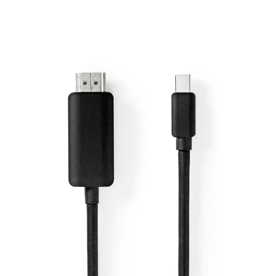 Mini DisplayPort-Kabel DisplayPort 1.4 Mini-DisplayPort Male HDMI Connector 48 Gbps Vernikkeld 2.00 m Rond PVC Zwart Blister