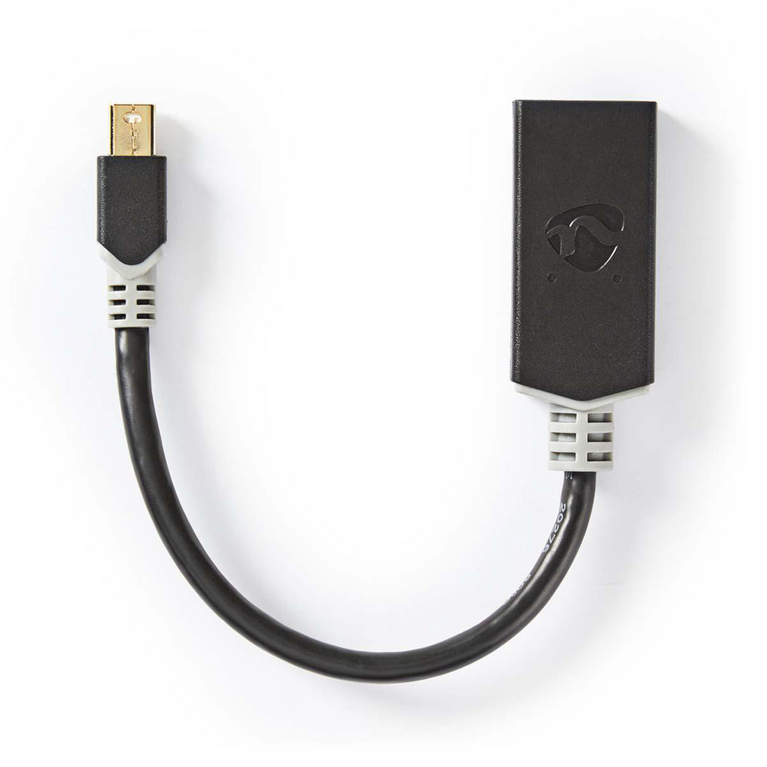 Mini DisplayPort-Kabel DisplayPort 1.4 Mini-DisplayPort Male HDMI Output 48 Gbps Verguld 0.20 m Rond PVC Antraciet Polybag