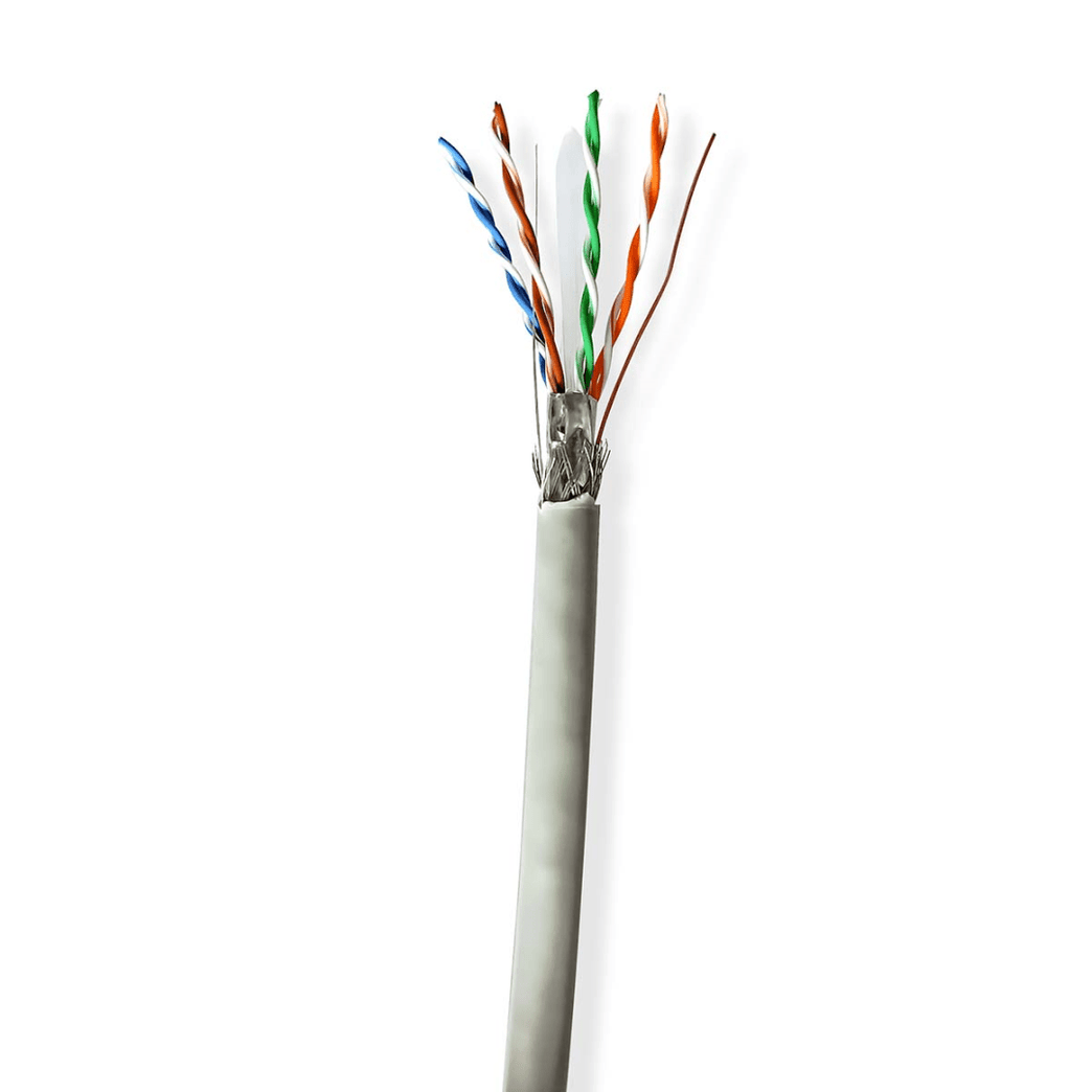 Netwerk Kabel Rol CAT6 Solid S/FTP CCA 100.0 m Binnenshuis Rond PVC Grijs Gift Box