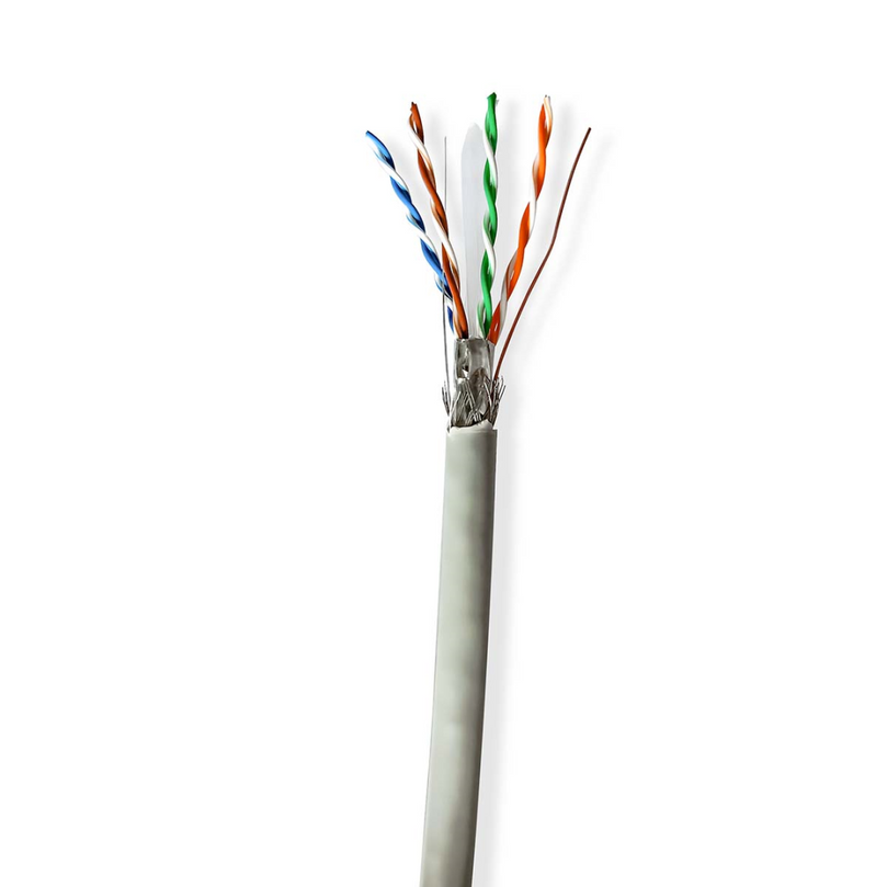 Netwerk Kabel Rol CAT6 Solid S/FTP CCA 305.0 m Binnenshuis Rond PVC Grijs Trekdoos