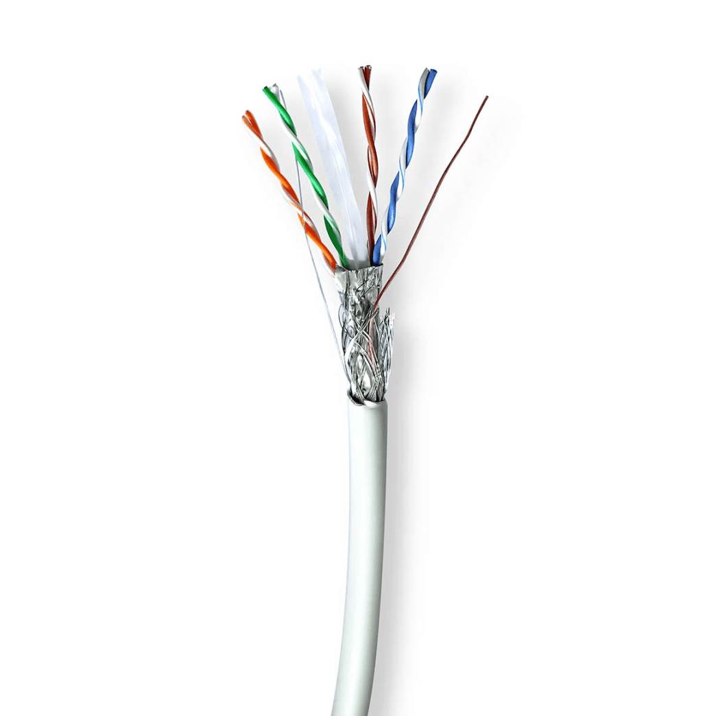 Netwerk Kabel Rol CAT6 Solid S/FTP Koper 100.0 m Binnenshuis Rond LSZH Grijs Gift Box