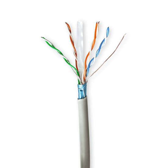 Netwerk Kabel Rol CAT6 Stranded F/UTP CCA 100.0 m Binnenshuis Rond PVC Grijs Gift Box