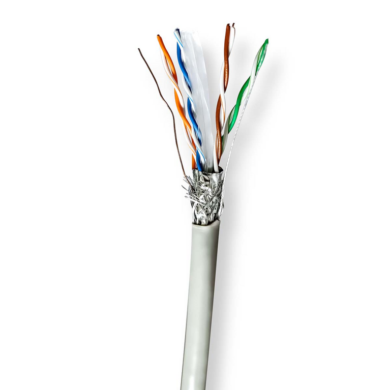 Netwerk Kabel Rol CAT6 Stranded S/FTP CCA 305.0 m Binnenshuis Rond PVC Grijs Trekdoos