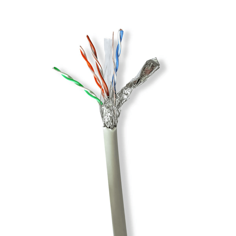 Netwerk Kabel Rol CAT6 Stranded S/FTP Koper 100.0 m Binnenshuis Rond LSZH Grijs Gift Box