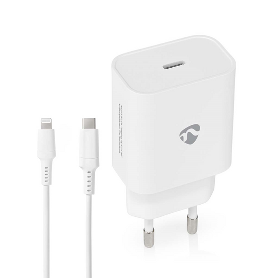 Oplader 20 W Snellaad functie 1.67 / 2.22 / 3.0 A Outputs: 1 USB-C Lightning 8-Pins Los Kabel 1.00 m Automatische Voltage Selectie