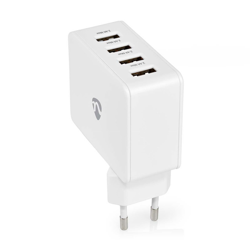 Oplader 24 W Snellaad functie 4x 2.4 A Outputs: 4 4x USB-A Geen Kabel Inbegrepen Single Voltage Output