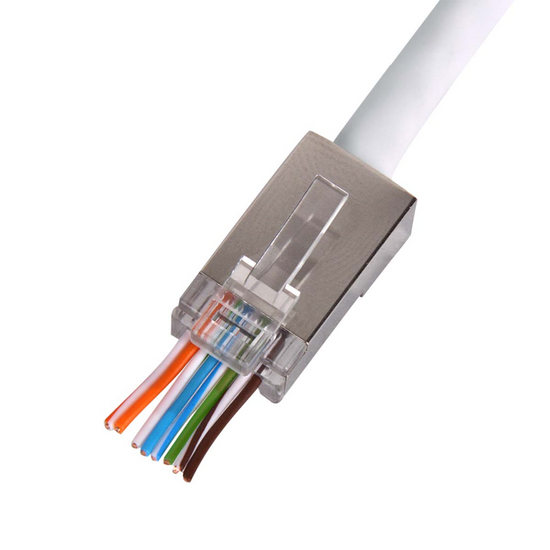 QCRJ45 CAT6 FTP 100 Quick connect U/FTP CAT6 dataconnector RJ45 met witte thule 100 stuks