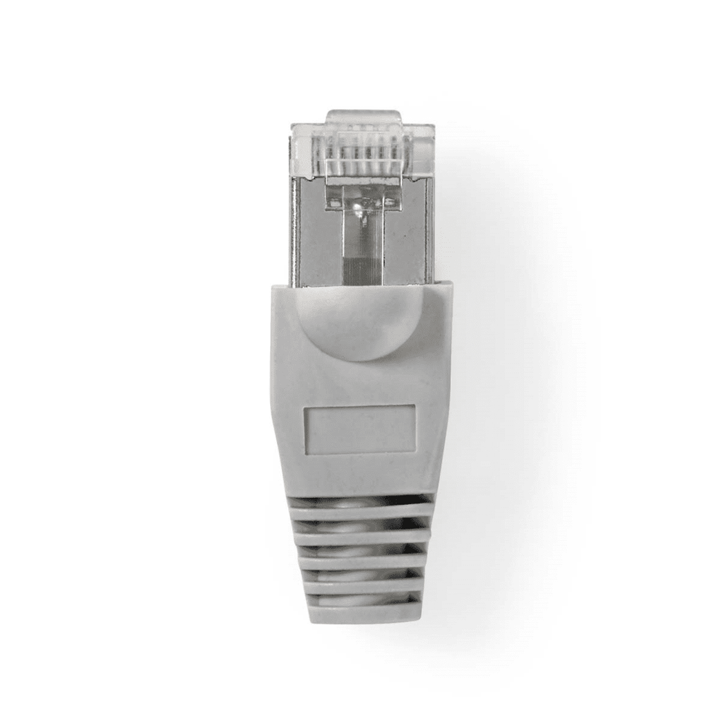 RJ45-Connector Male Solid UTP CAT5 Recht Verguld 10 Stuks PVC Grijs / Transparant Doos