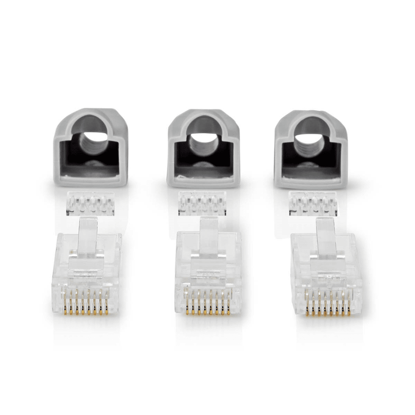 RJ45-Connector Male Solid UTP CAT6 Recht Verguld 10 Stuks PVC Grijs Doos