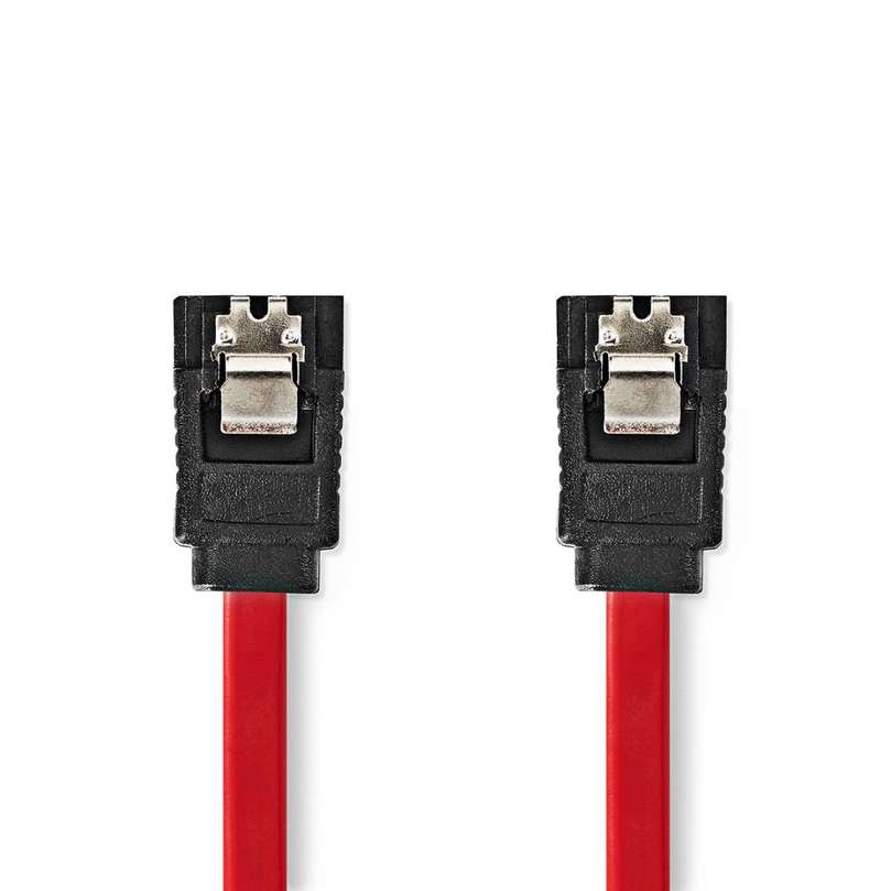SATA Kabel 1.5 Gbps SATA 7-Pins Female SATA 7-Pins Female Vernikkeld 0.50 m Plat PVC Rood Envelop