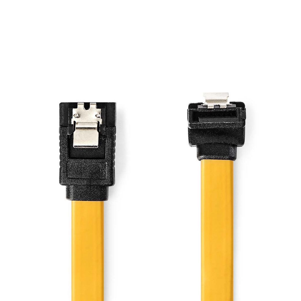 SATA Kabel 6 Gbps SATA 7-Pins Female SATA 7-Pins Female Vernikkeld 0.50 m Plat PVC Geel Envelop