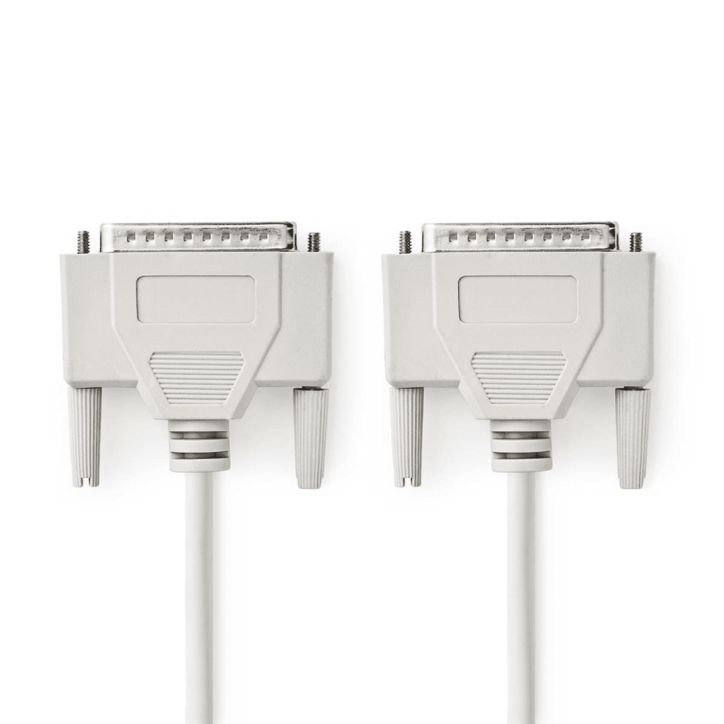 Seriële Kabel D-SUB 25-Pins Male D-SUB 25-Pins Male Vernikkeld 1.00 m Rond PVC Ivoor Polybag