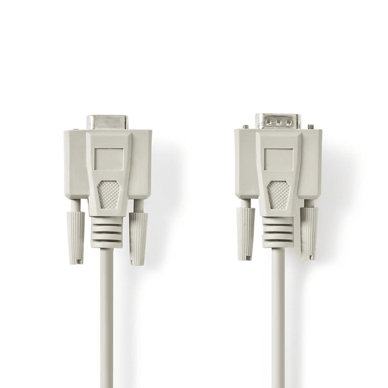 Seriële Kabel D-SUB 9-Pins Male D-SUB 9-Pins Female Vernikkeld 10.0 m Rond PVC Ivoor Polybag