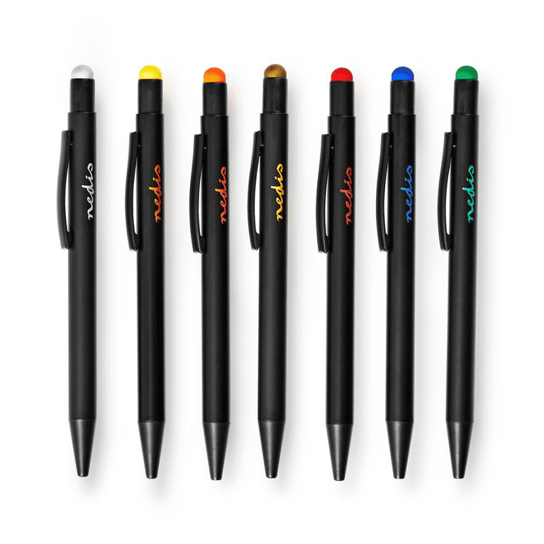 Stylus Pen Gebruikt voor: Smartphone / Tablet Rubberen Tip 7 Stuks Met clip Balpen Zwart