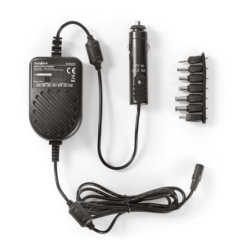 Universele AC-Stroomadapter 36 W 0 - 12 V DC 1.20 m 5.0 A 7 plug s Zwart