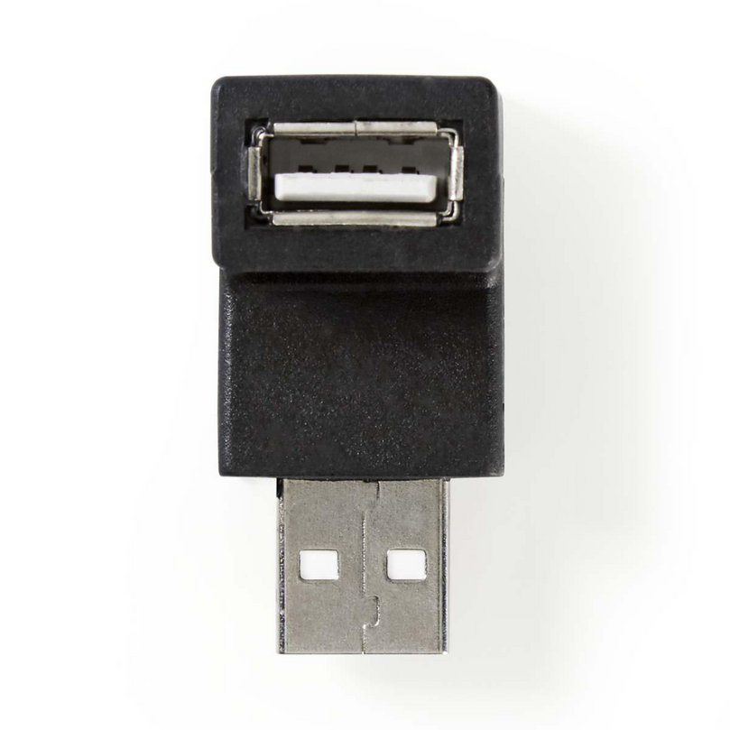 USB-A Adapter USB 2.0 USB-A Male USB-A Female 480 Mbps Rond Vernikkeld PVC Zwart Doos