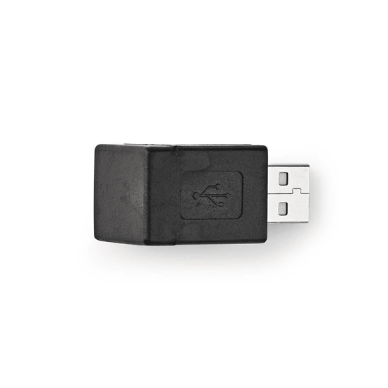 USB-A Adapter USB 2.0 USB-A Male USB-A Female 480 Mbps Rond Vernikkeld PVC Zwart Envelop