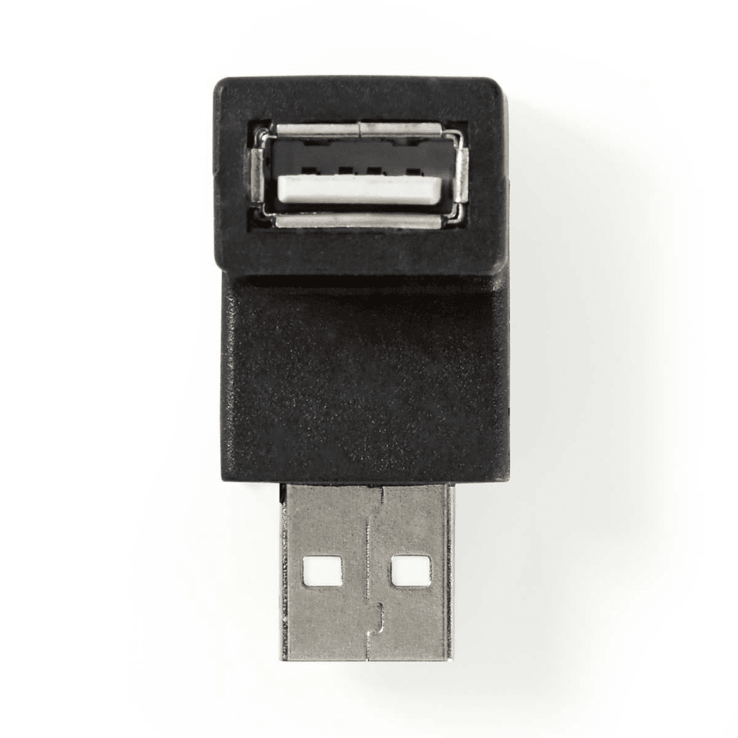 USB-A Adapter USB 2.0 USB-A Male USB-A Female 480 Mbps Rond Vernikkeld PVC Zwart Envelop