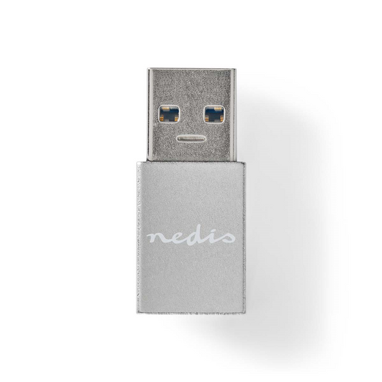 USB-A Adapter USB 3.2 Gen 1 USB-A Male USB-C Female 5 Gbps Rond Vernikkeld Zwart Doos
