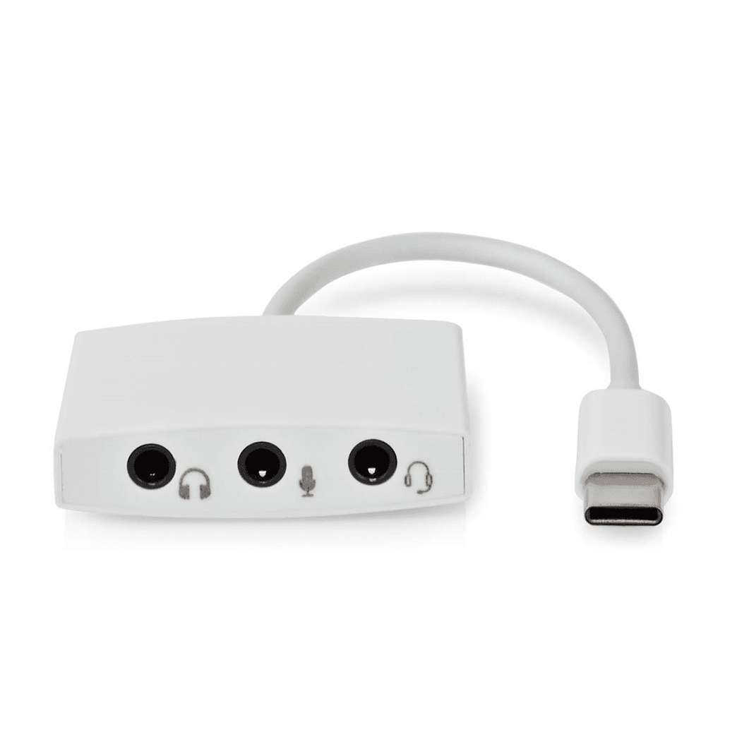 USB-C Adapter USB 2.0 USB-C Male 3,5 mm Female 0.10 m Rond Vernikkeld ABS / PVC Wit Envelop