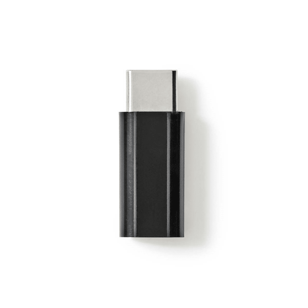 USB-C Adapter USB 2.0 USB-C Male USB Micro-B Female 480 Mbps Rond Vernikkeld Zwart Envelop
