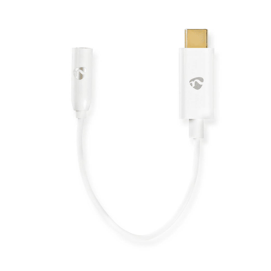 USB-C Adapter USB 3.1 USB-C Male 3,5 mm Female 0.15 m Rond Vernikkeld PVC Wit Doos