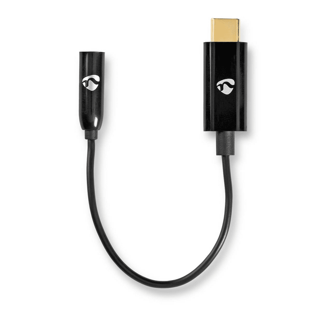 USB-C Adapter USB 3.2 Gen 1 USB-C Male 3,5 mm Female 0.15 m Rond Vernikkeld PVC Zwart Doos