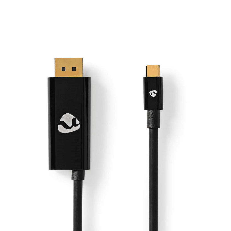 USB-C Adapter USB 3.2 Gen 1 USB-C Male DisplayPort Male / USB-C Female 8K@30Hz 2.00 m Rond Vernikkeld PVC Zwart Envelop