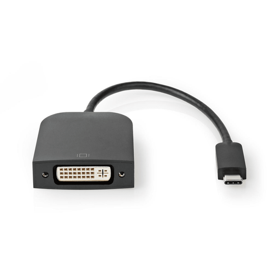 USB-C Adapter USB 3.2 Gen 1 USB-C Male DVI-D 24+1-Pins Female 1080p 0.20 m Rond Vernikkeld PVC Zwart Doos