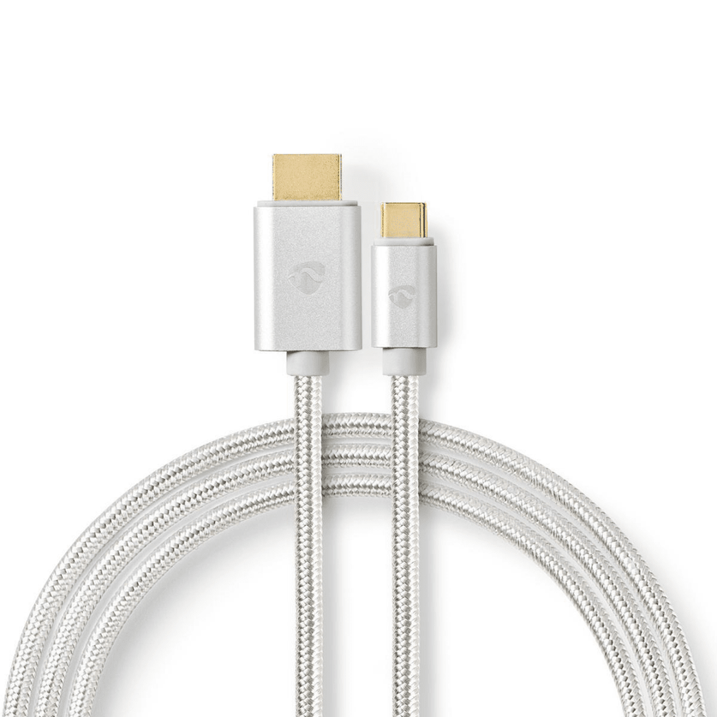 USB-C Adapter USB 3.2 Gen 1 USB-C Male HDMI Connector 4K@60Hz 18 Gbps 2.00 m Rond Verguld Gevlochten / Nylon Aluminium Cover Window Box