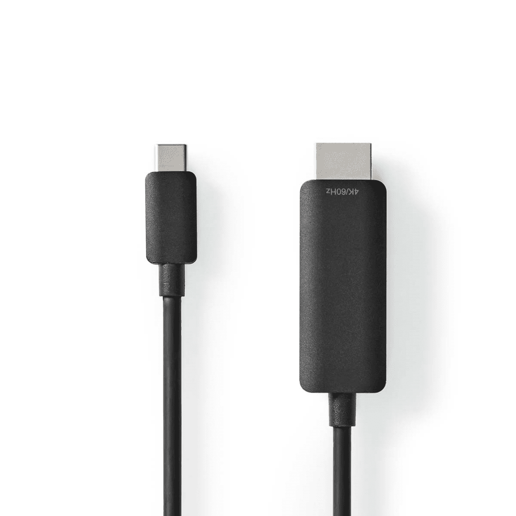 USB-C Adapter USB 3.2 Gen 1 USB-C Male HDMI Connector 4K@60Hz 2.00 m Rond Vernikkeld PVC Zwart Polybag