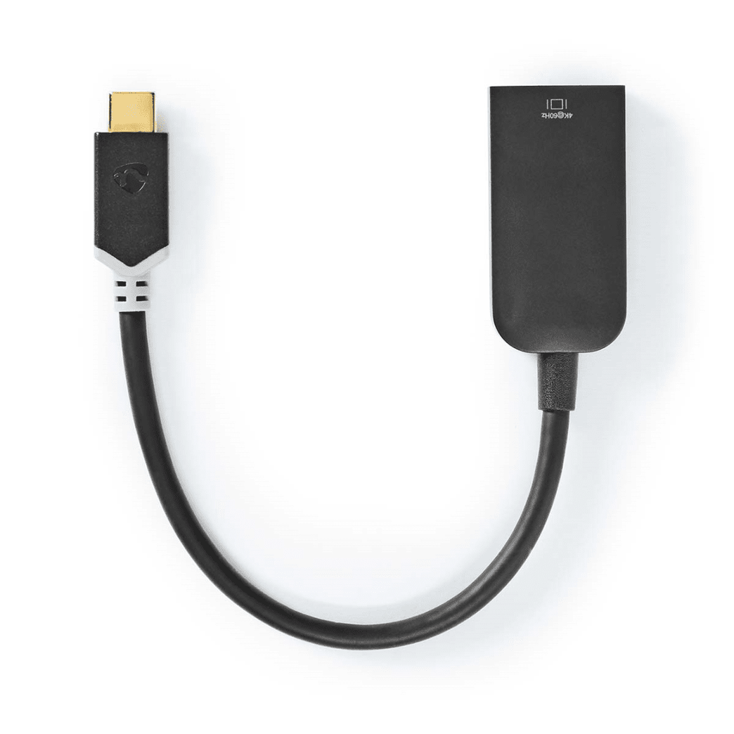 USB-C Adapter USB 3.2 Gen 1 USB-C Male HDMI Female 4K@60Hz 0.20 m Rond Verguld PVC Antraciet Window Box met Euro Lock