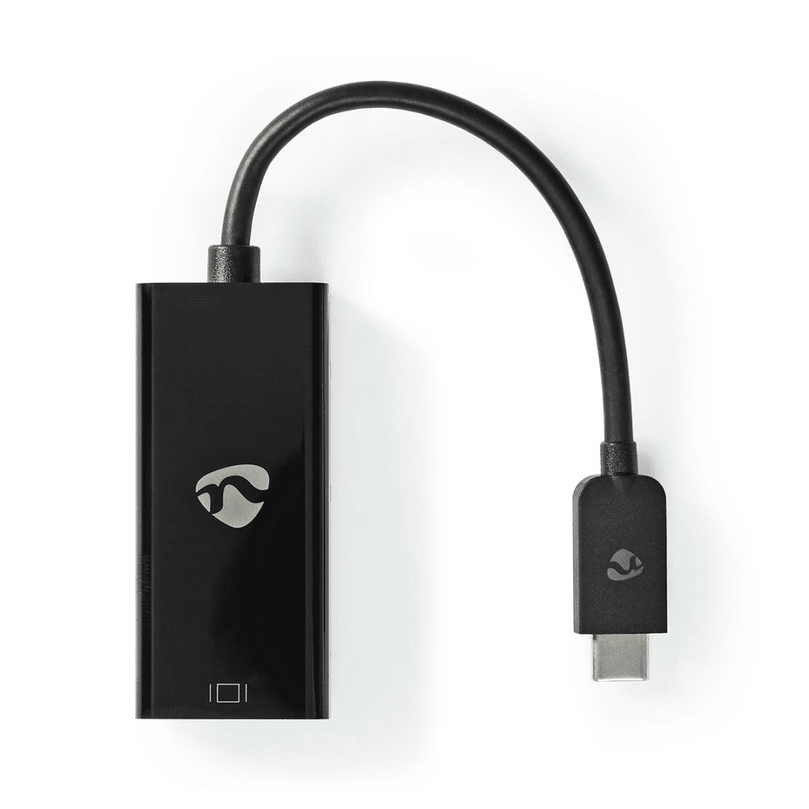 USB-C Adapter USB 3.2 Gen 1 USB-C Male Mini DisplayPort Female 8K@60Hz 0.20 m Rond Vernikkeld PVC Zwart Polybag