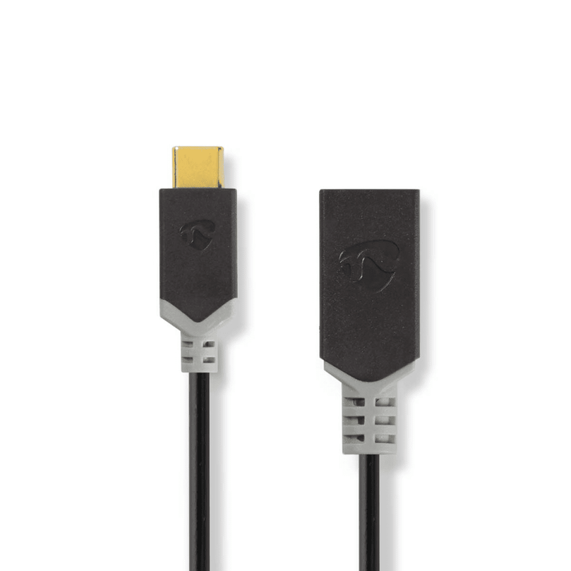 USB-C Adapter USB 3.2 Gen 1 USB-C Male USB-A Female 5 Gbps 0.15 m Rond Vernikkeld PVC Antraciet Doos