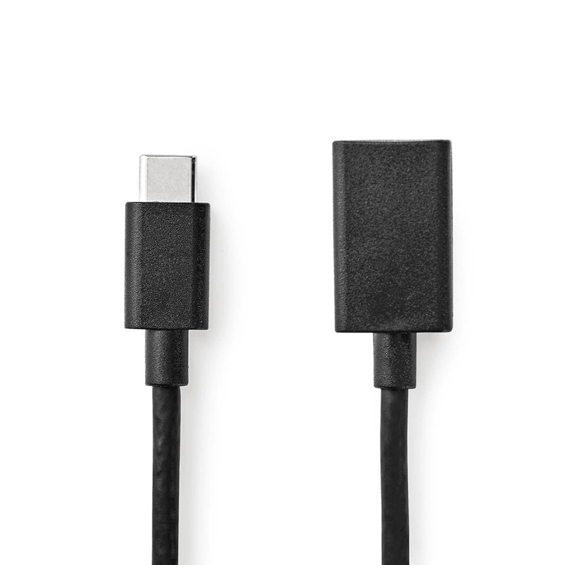 USB-C Adapter USB 3.2 Gen 1 USB-C Male USB-A Female 5 Gbps 0.15 m Rond Vernikkeld PVC Zwart Envelop